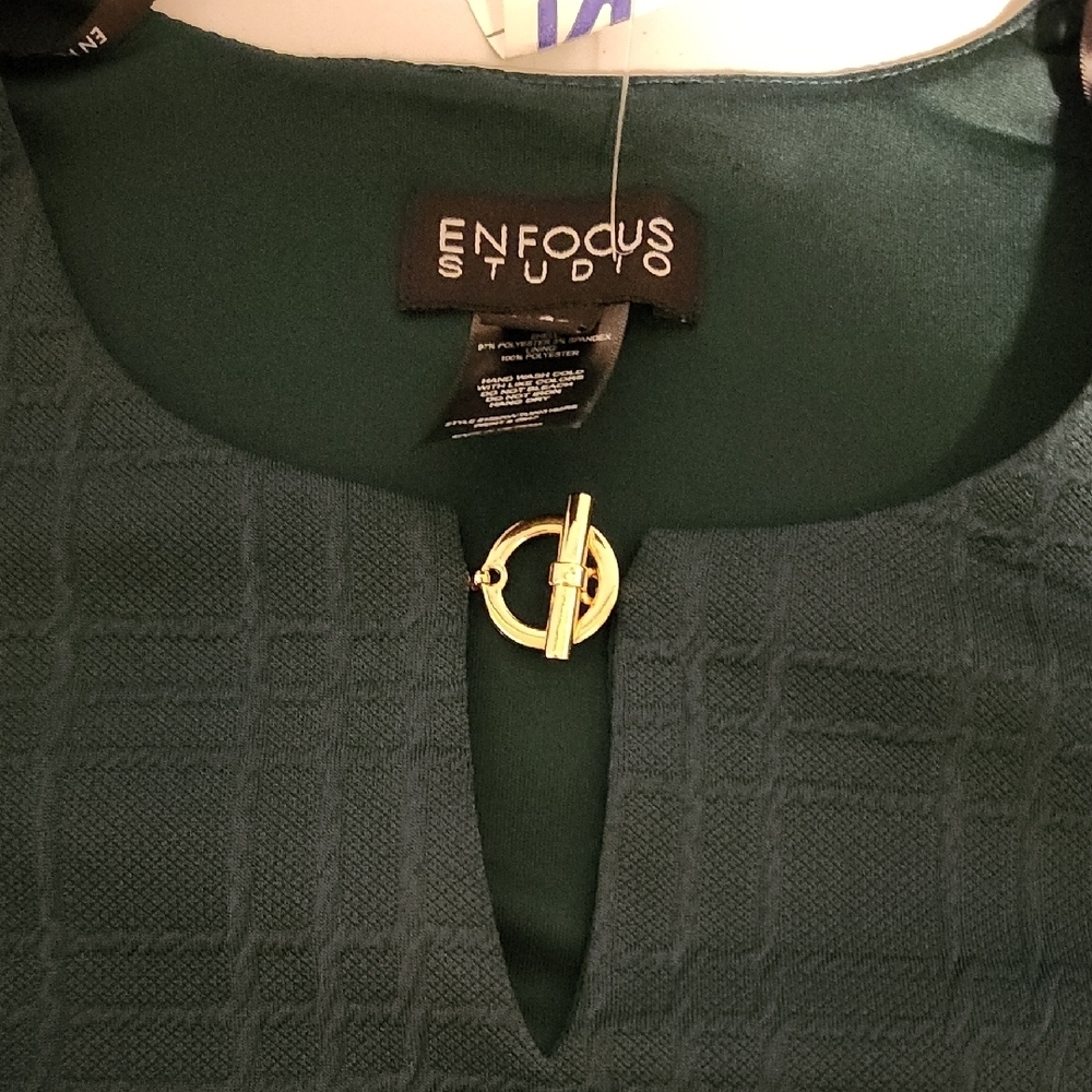 NWT Enfocus Studio Green Ribbed Sheath Midi Dress - Picture 5 of 10